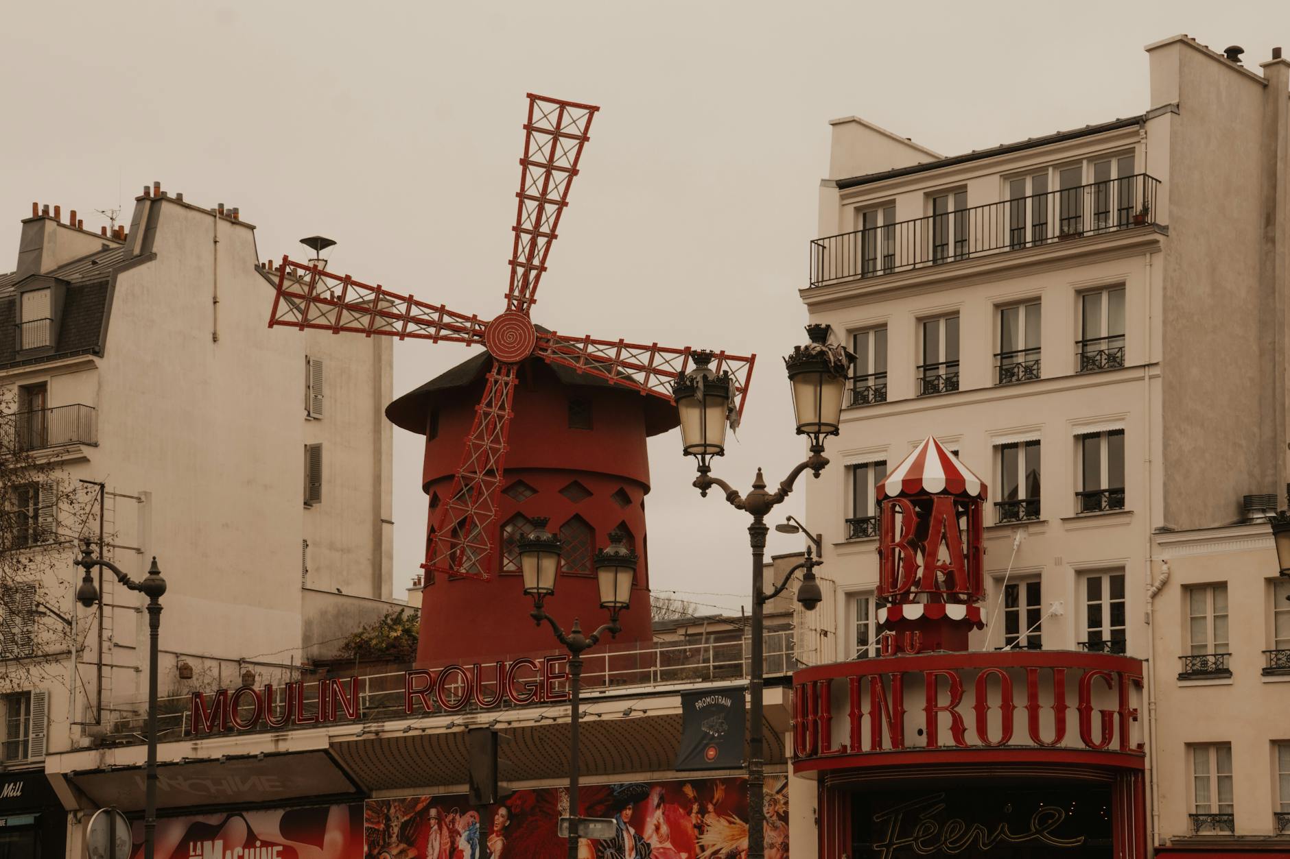 Historic red windmill building evoking folklore and legend