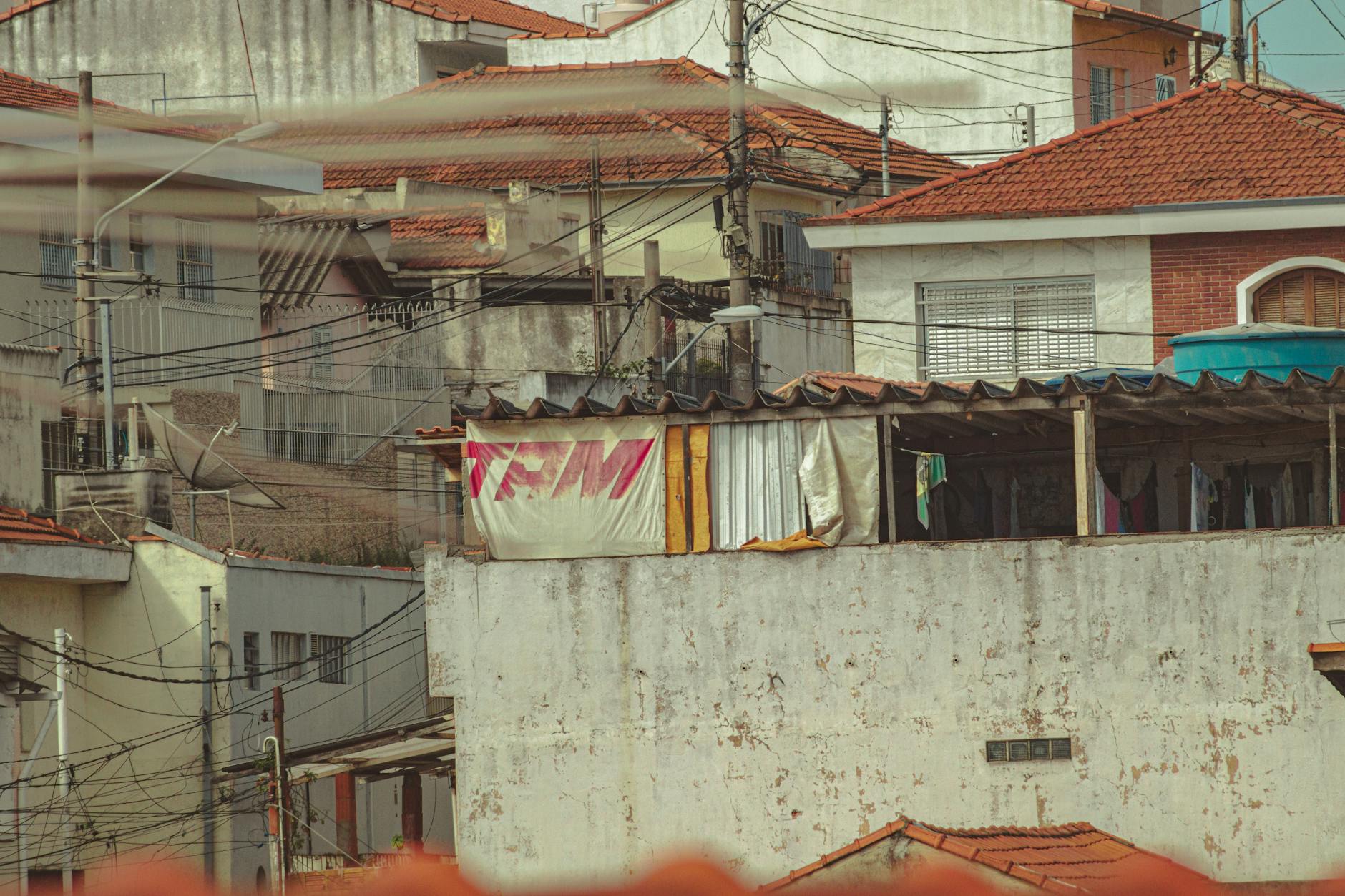 Aging urban buildings and rooftops depicting Detroit housing conditions